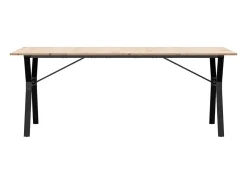 Mesa comedor marco Y madera maciza pino y hierro 200x100x75 cm