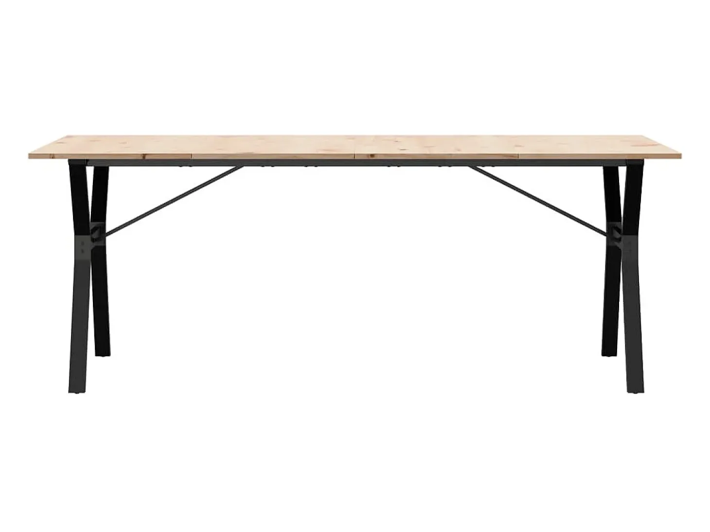 Mesa comedor marco Y madera maciza pino y hierro 200x100x75 cm