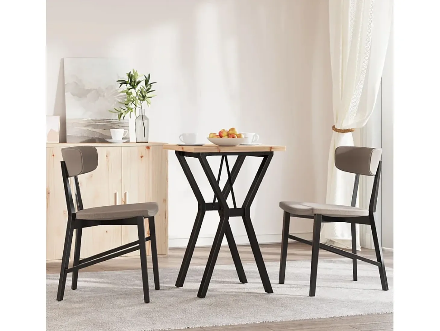 Mesa comedor marco Y madera maciza pino y hierro 50x50x75,5 cm ES884402