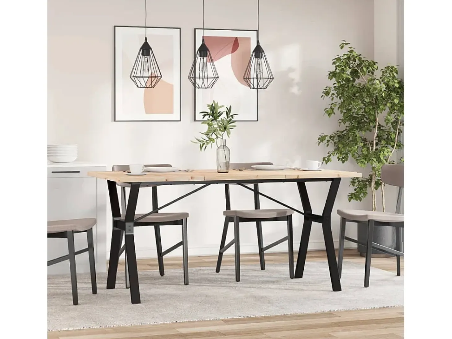 Mesa comedor marco Y madera maciza pino y hierro 160x80x75,5 cm ES780134