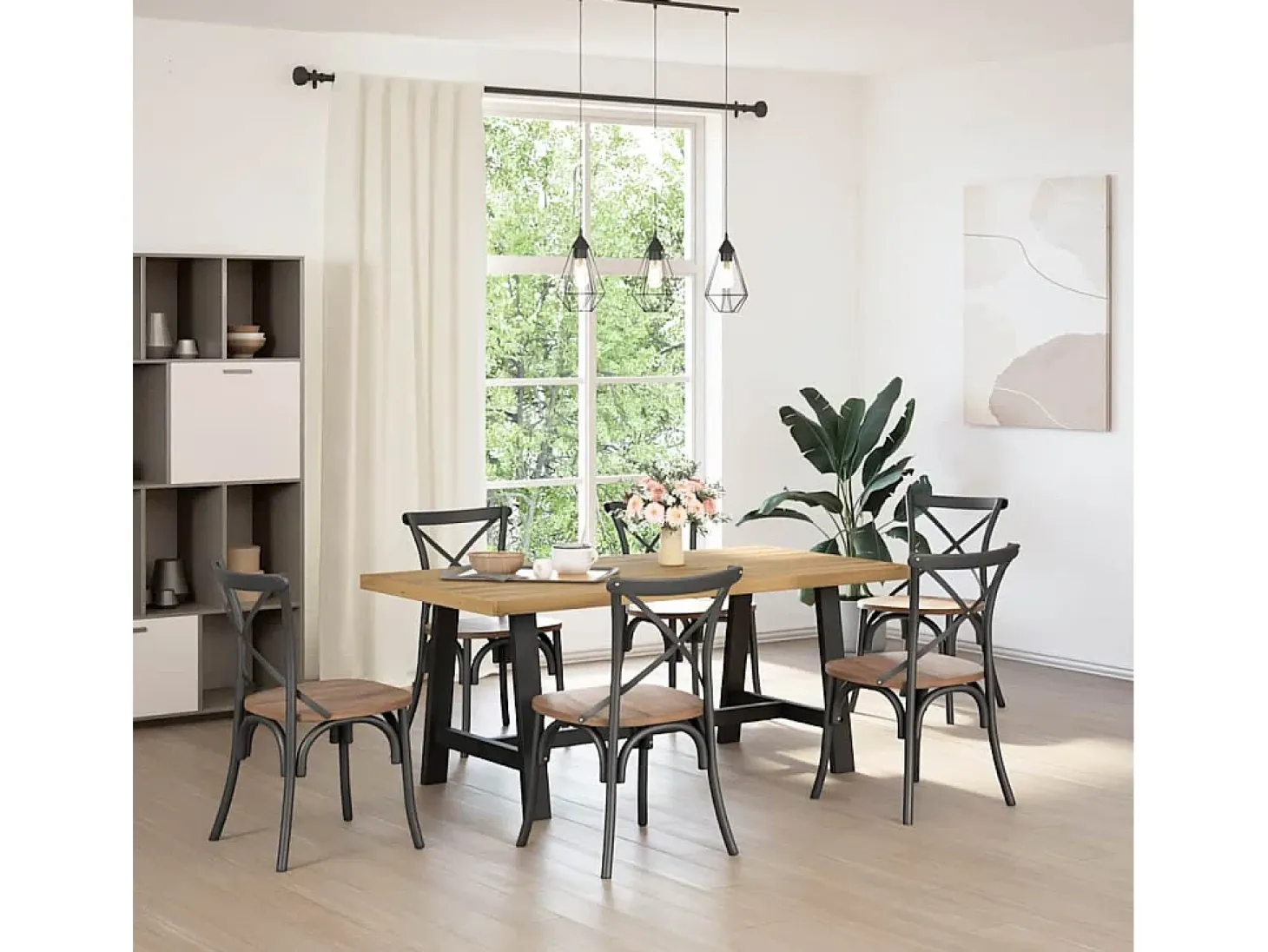 Mesa comedor NOAIN patas forma A madera maciza pino 180x90x75cm