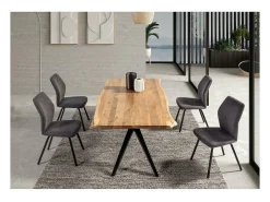 Mesa comedor rectangular Leonor en acabado acacia/negro, 76cm(alto) 200cm(ancho) 100cm(lar
