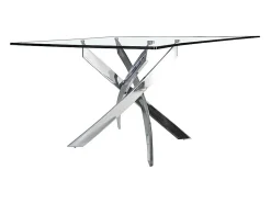 Mesa comedor rectangular cristal templado y acero cromado 1061-160x95 ANGEL CERDA