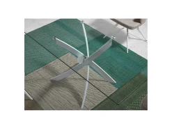Mesa comedor rectangular cristal templado y acero blanco 1138-150x95 ANGEL CERDA