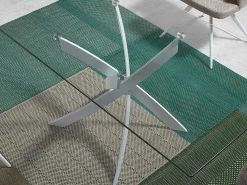 Mesa comedor rectangular cristal templado y acero blanco 1138-150x95 ANGEL CERDA