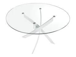 Mesa comedor redonda cristal templado y acero blanco 1138-Ø110 ANGEL CERDA