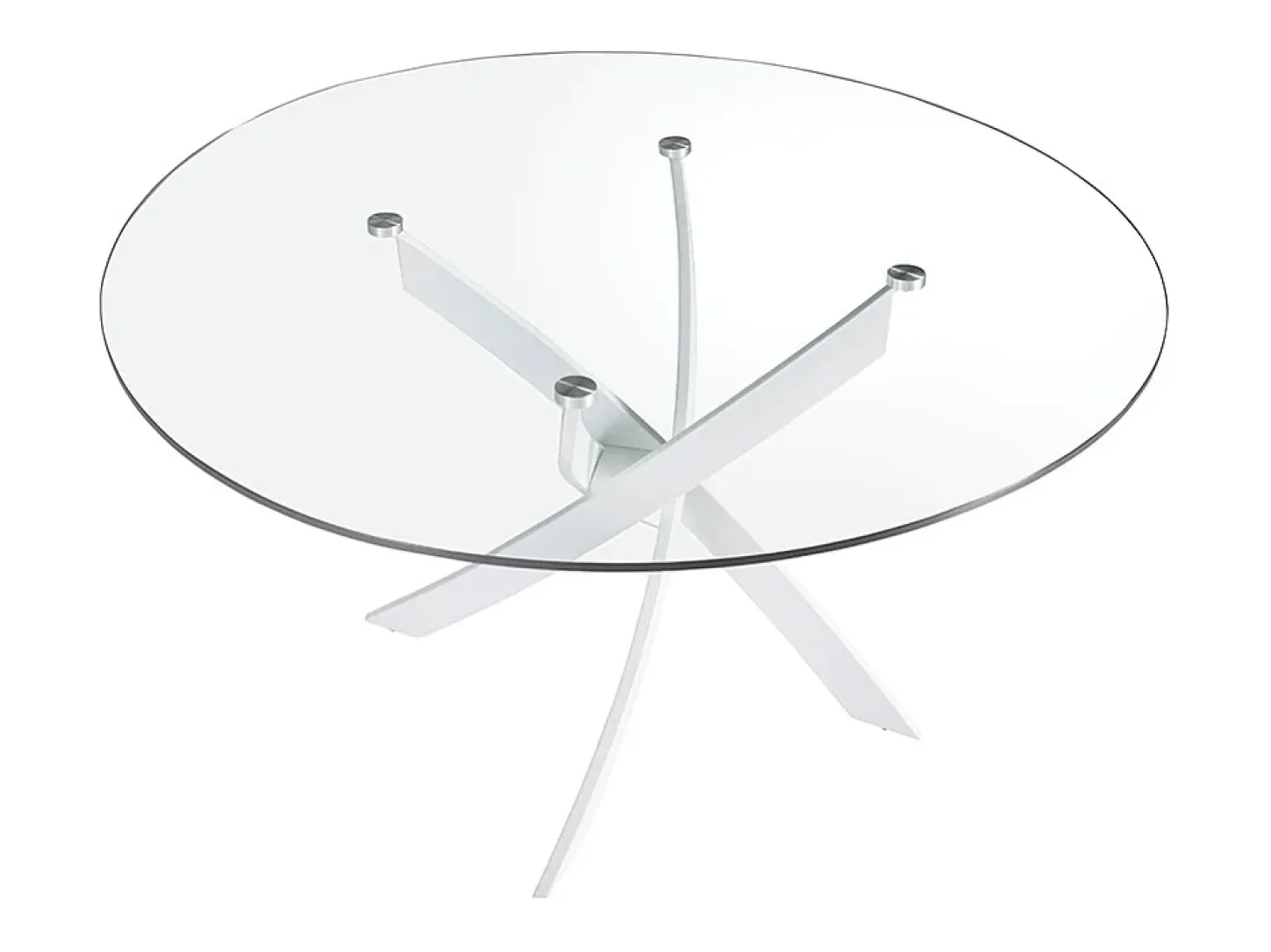 Mesa comedor redonda cristal templado y acero blanco 1138-Ø110 ANGEL CERDA