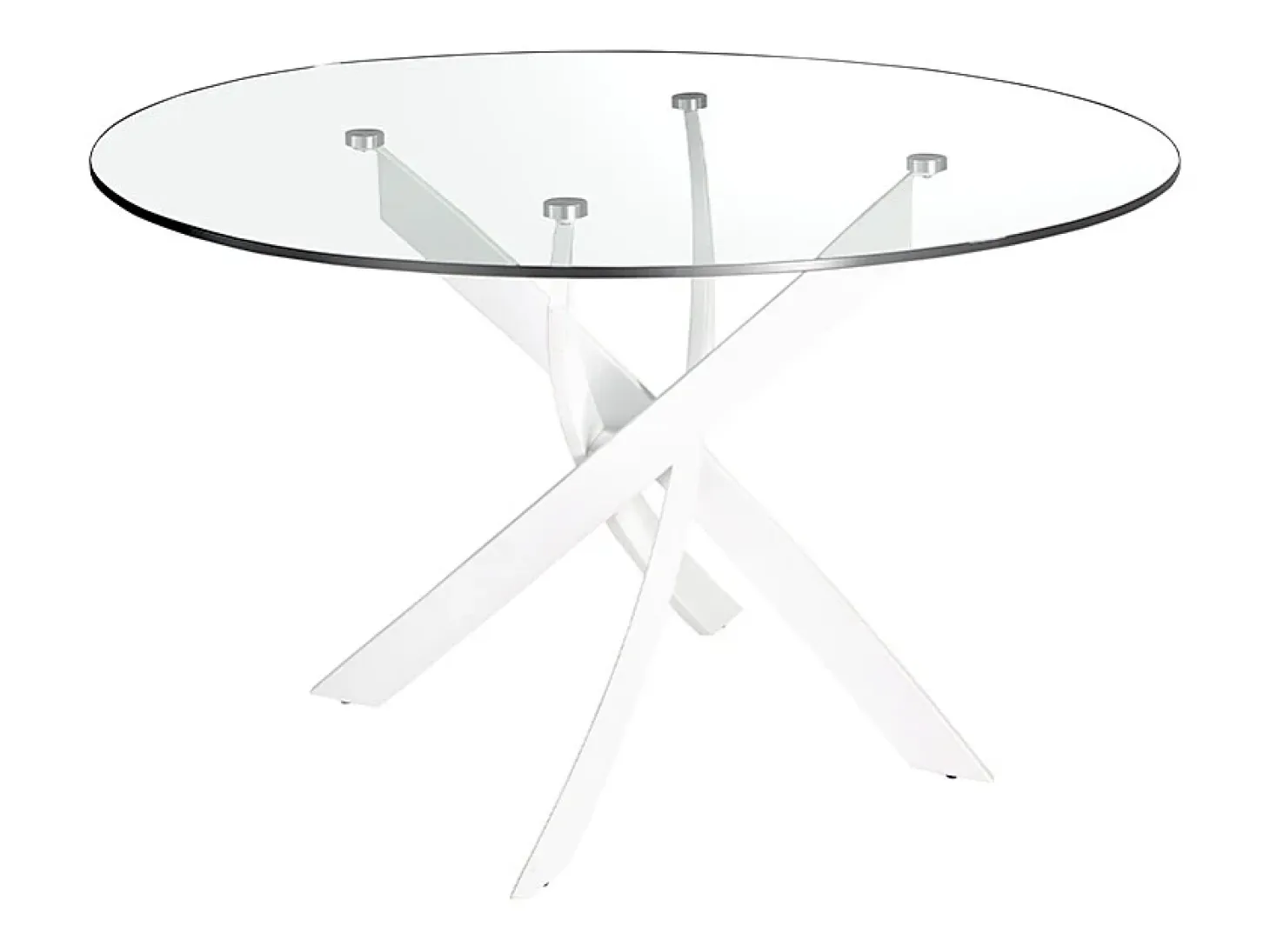 Mesa comedor redonda cristal templado y acero blanco 1138-Ø110 ANGEL CERDA