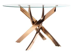 Mesa comedor redonda cristal templado y acero rosa 1169-Ø130 ANGEL CERDA