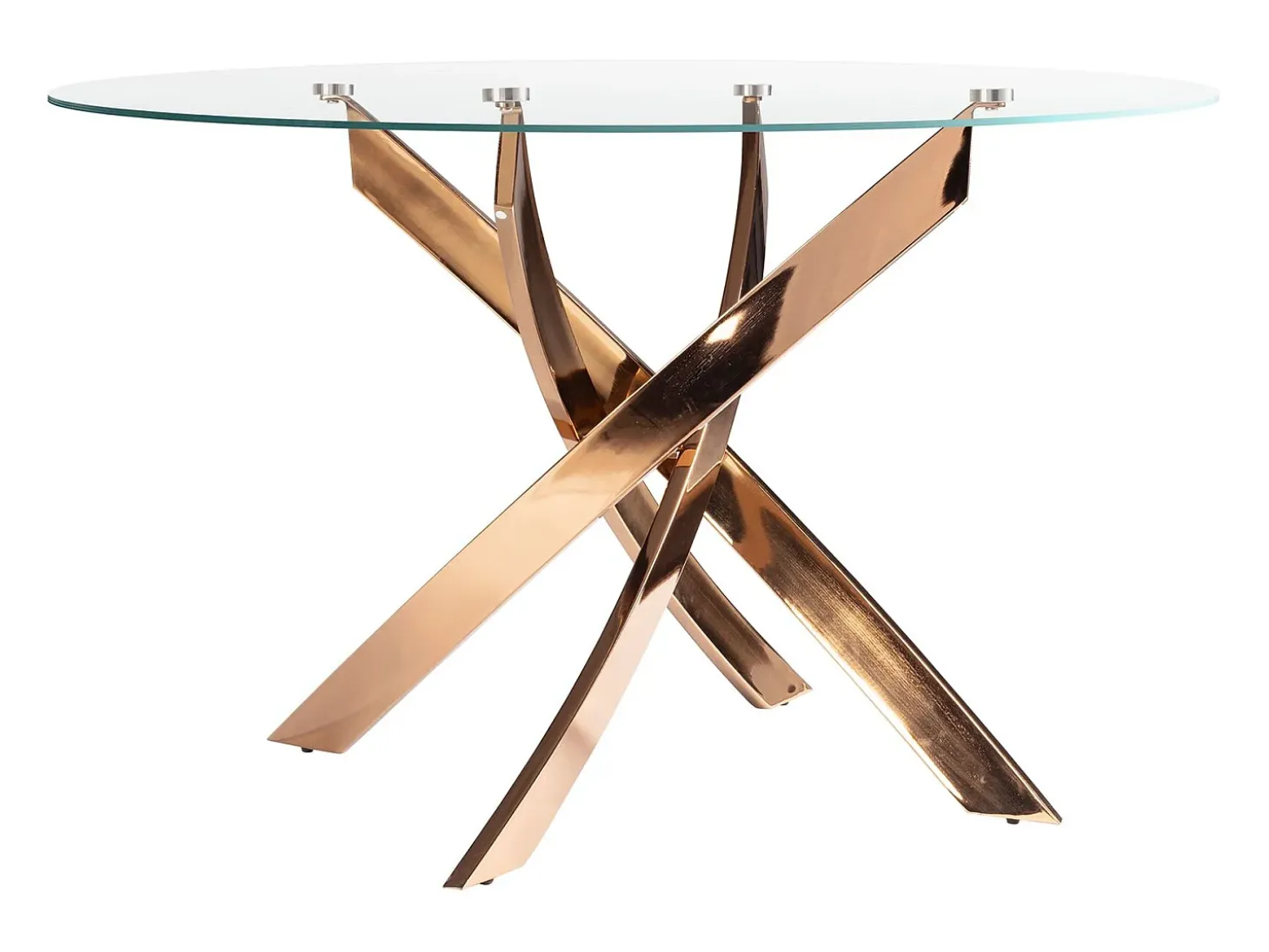 Mesa comedor redonda cristal templado y acero rosa 1169-Ø130 ANGEL CERDA