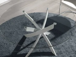 Mesa comedor redonda cristal templado y acero blanco 1138-Ø130 ANGEL CERDA