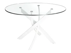 Mesa comedor redonda cristal templado y acero blanco 1138-Ø130 ANGEL CERDA