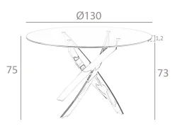Mesa comedor redonda cristal templado y acero blanco 1138-Ø130 ANGEL CERDA