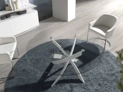 Mesa comedor redonda cristal templado y acero blanco 1138-Ø130 ANGEL CERDA
