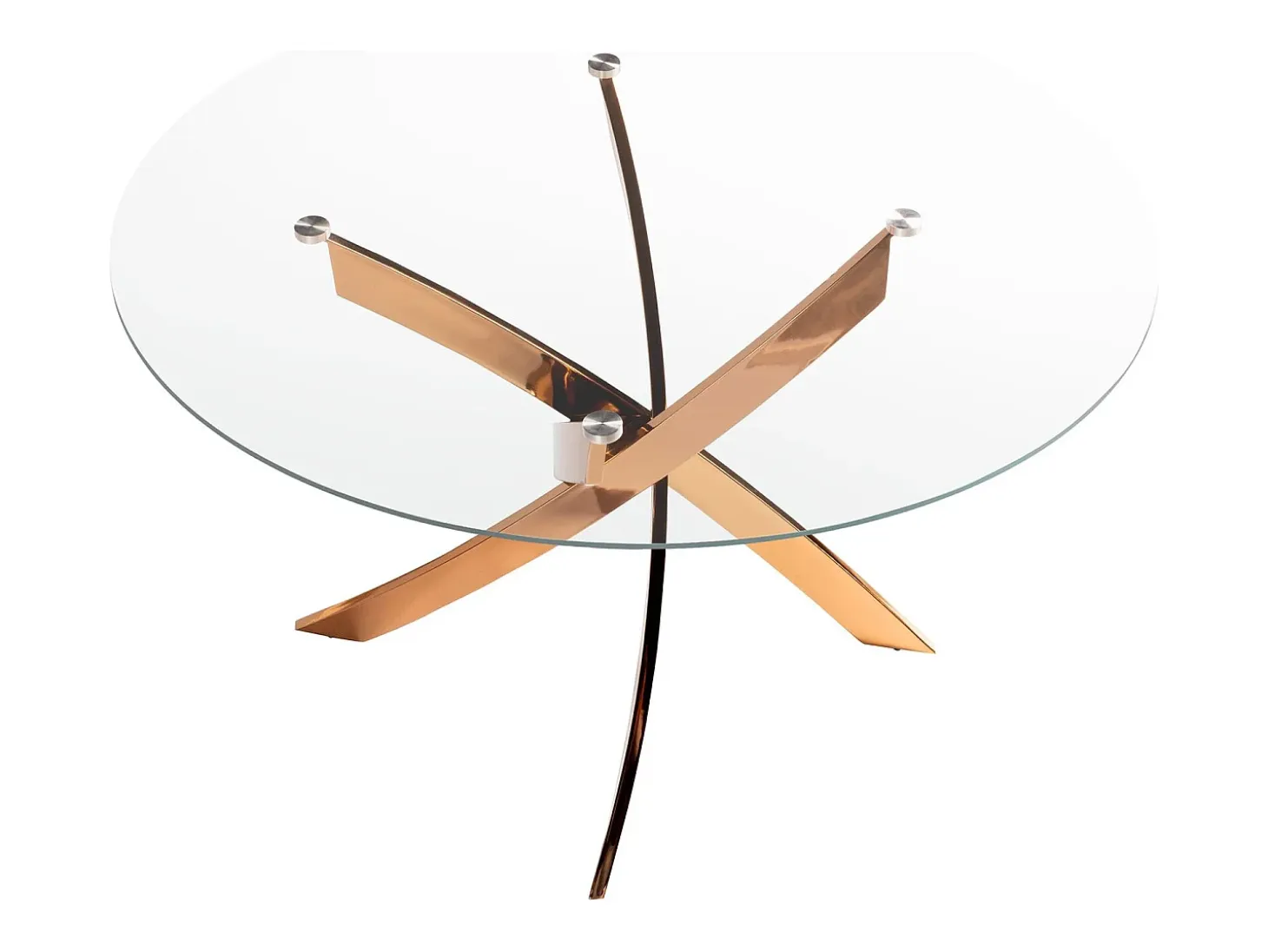 Mesa comedor redonda cristal templado y acero rosa 1169-Ø110 ANGEL CERDA