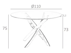 Mesa comedor redonda cristal templado y acero rosa 1169-Ø110 ANGEL CERDA