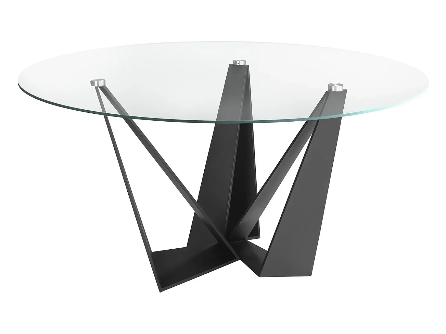 Mesa comedor redonda cristal templado y acero negro 1045 ANGEL CERDA