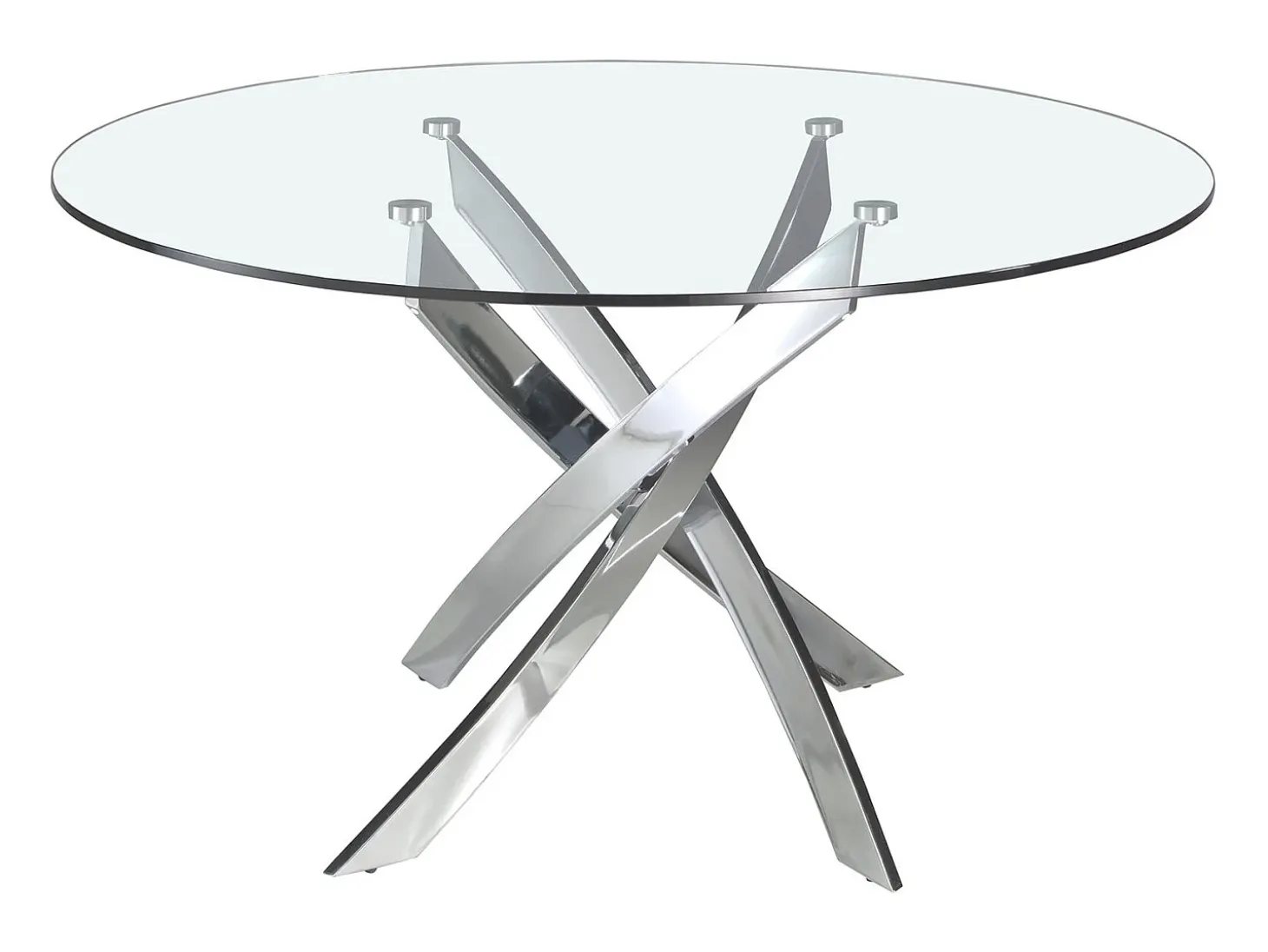 Mesa comedor redonda cristal templado y acero cromado 1061-Ø140 ANGEL CERDA