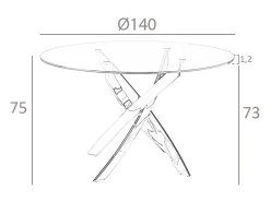 Mesa comedor redonda cristal templado y acero cromado 1061-Ø140 ANGEL CERDA