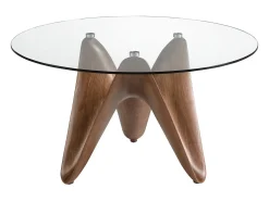 Mesa comedor redonda cristal templado y nogal 1126-Ø140 ANGEL CERDA