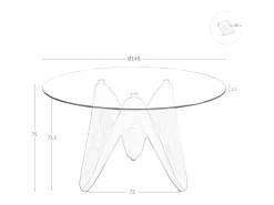 Mesa comedor redonda cristal templado y nogal 1126-Ø140 ANGEL CERDA