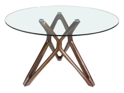 Mesa comedor redonda cristal templado y nogal 1108-Ø140 ANGEL CERDA