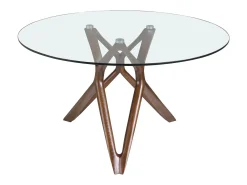 Mesa comedor redonda cristal templado y nogal 1108-Ø140 ANGEL CERDA