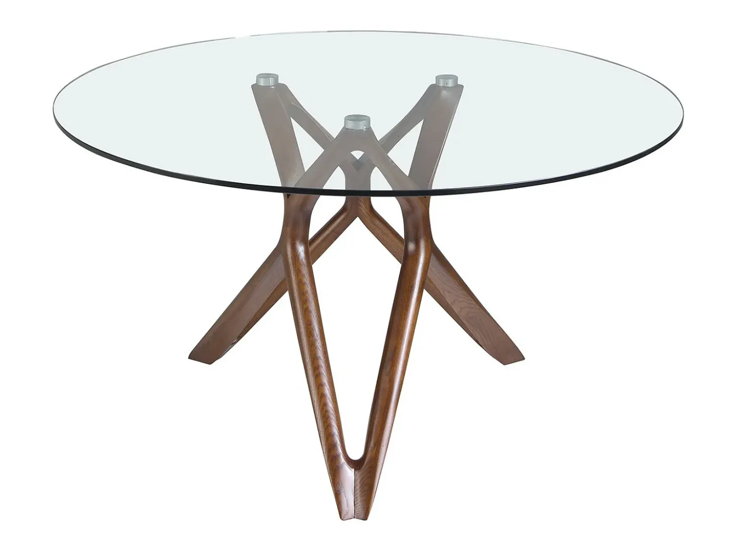 Mesa comedor redonda cristal templado y nogal 1108-Ø140 ANGEL CERDA