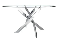 Mesa comedor redonda cristal templado y acero cromado 1061-Ø120 ANGEL CERDA