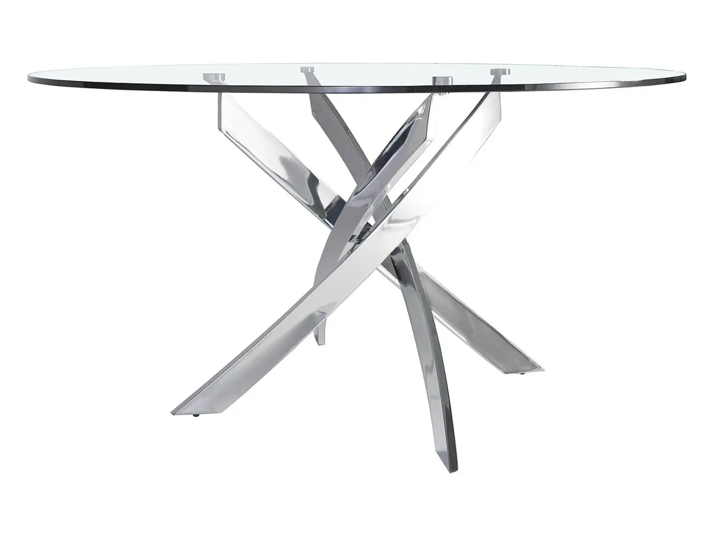 Mesa comedor redonda cristal templado y acero cromado 1061-Ø120 ANGEL CERDA