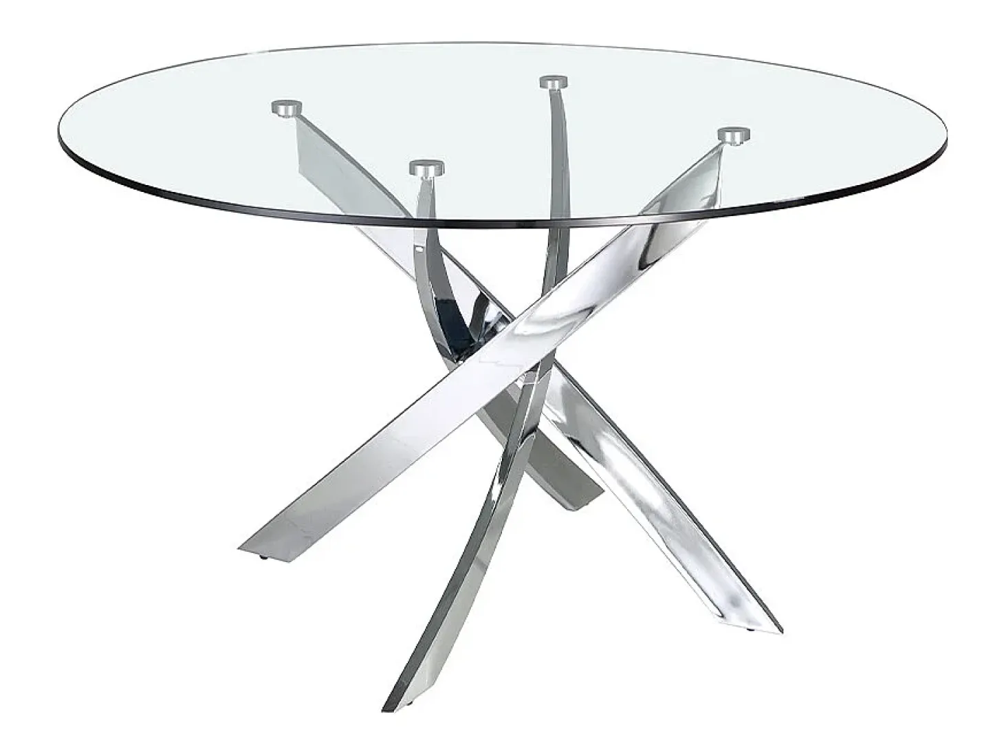 Mesa comedor redonda cristal templado y acero cromado 1061-Ø120 ANGEL CERDA