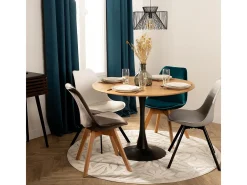 Mesa Comedor Redonda Fija Elias Roble/Negro 102x102 cm