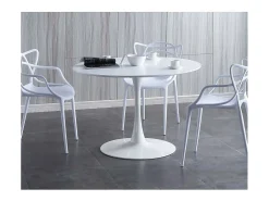 Mesa comedor redonda Gina acabado lacado blanco, 75 cm(alto)110 cm(ancho)