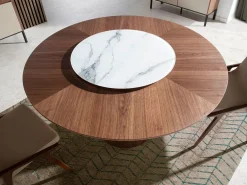Mesa comedor redonda giratoria nogal 1016 ANGEL CERDA