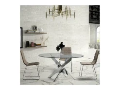 Mesa comedor redonda Rota acabado cromado, 120 cm(ancho) 76 cm(alto).