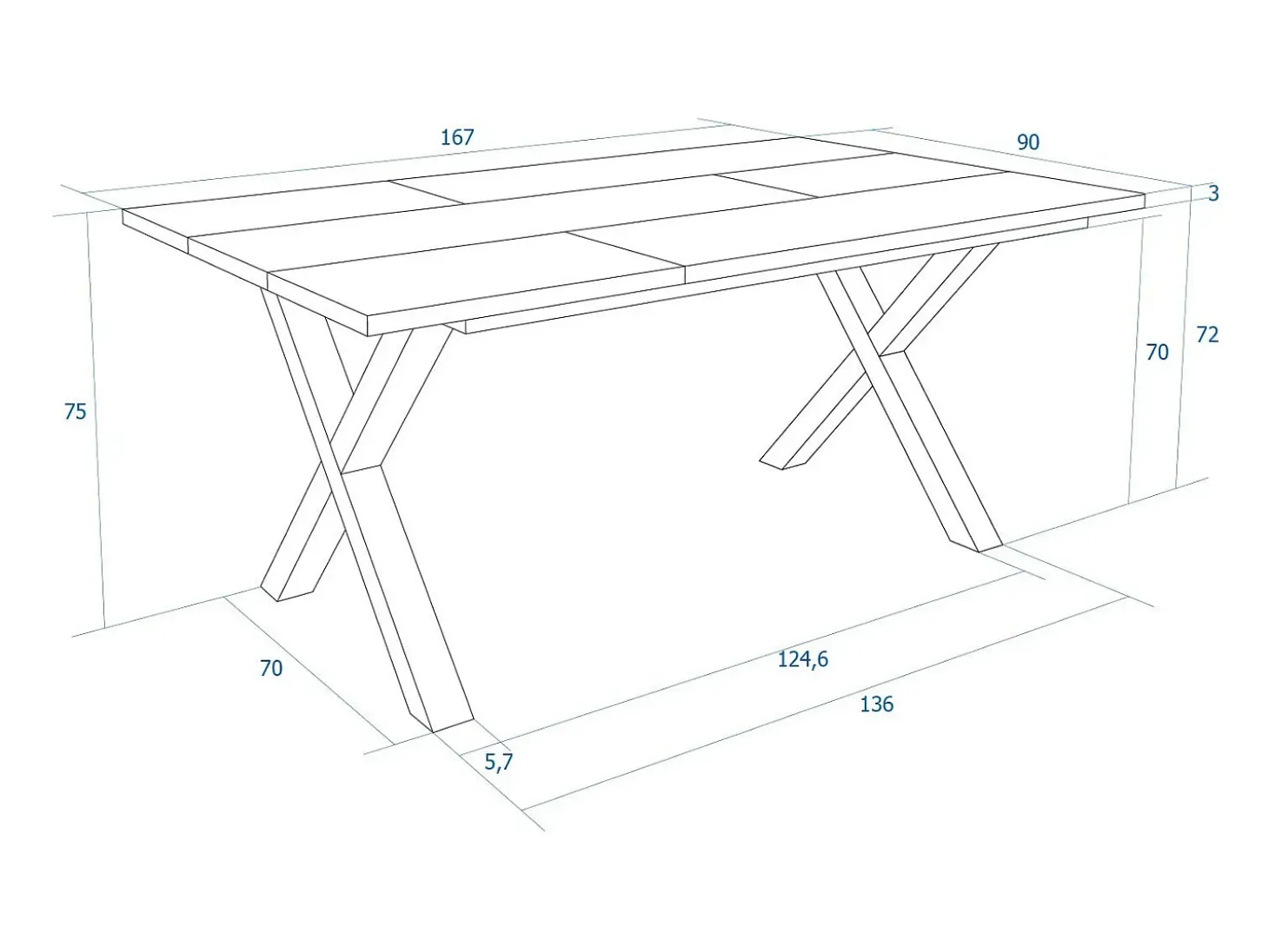 Mesa Comedor, 167x90x74 cm, Para 8 Comensales, Muebles Comedor, Roble oscuro
