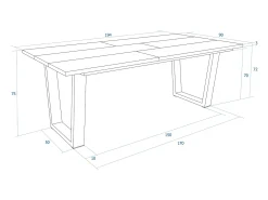 Mesa Comedor, 194x90x74 cm, Para 10 Comensales, Muebles Comedor, Negro