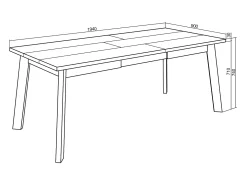 Mesa Comedor, 194x90x75cm, Para 10 Comensales, Patas de madera, Negro