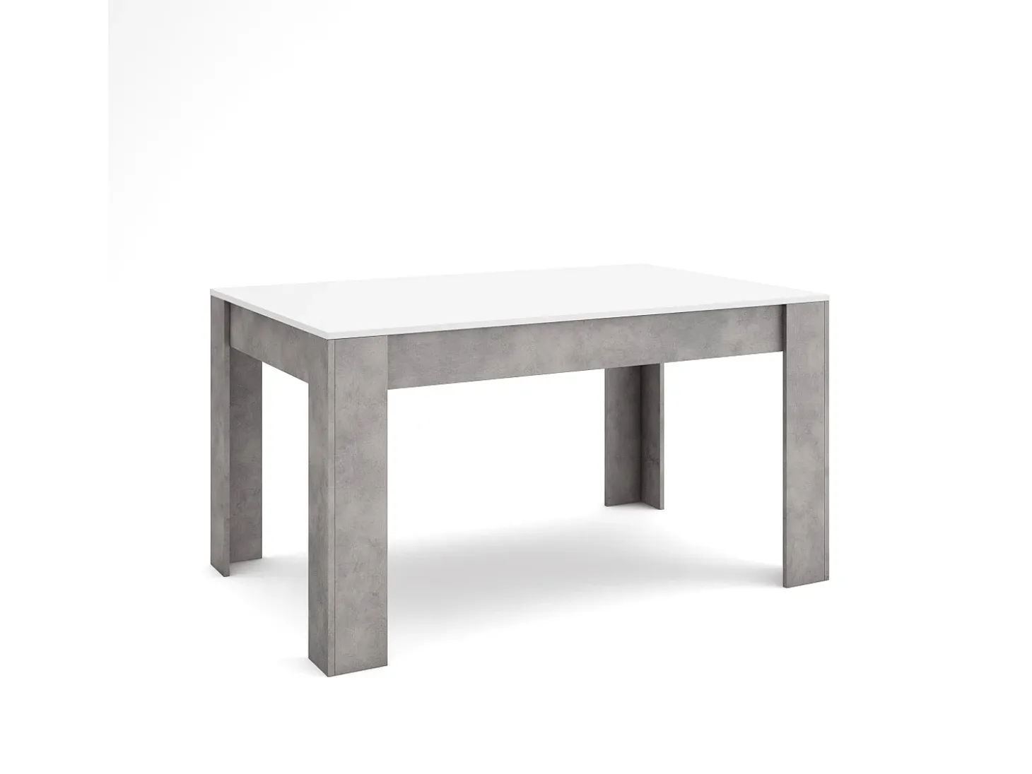 Mesa Comedor, 140x90x76cm, Para 6 comensales, Muebles Comedor, Blanco y Cemento