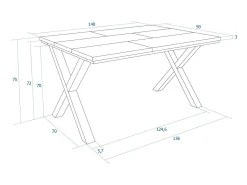 Mesa Comedor, 140x90x74cm, Para 6 comensales, Muebles Comedor, Roble