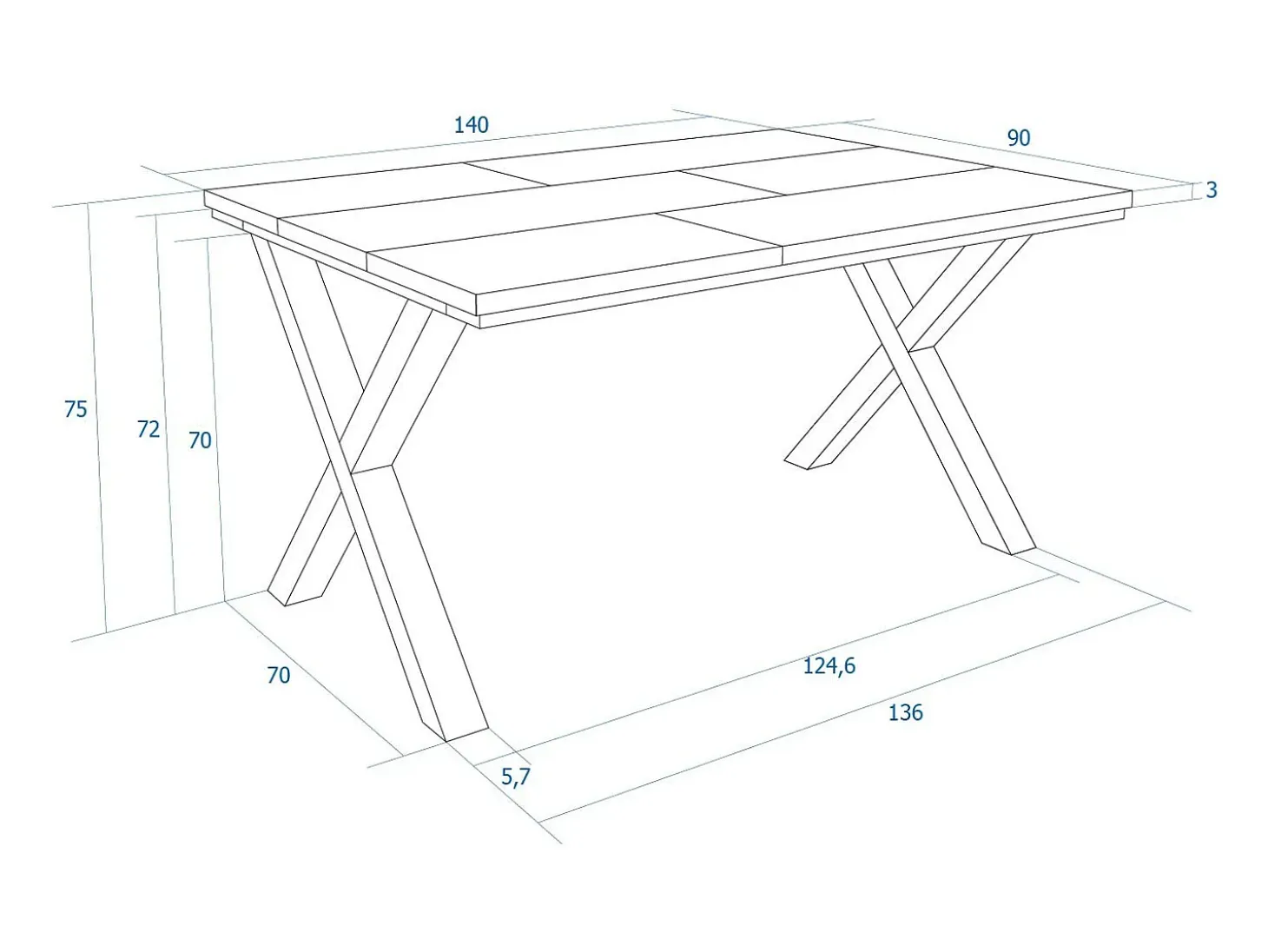 Mesa Comedor, 140x90x74cm, Para 6 comensales, Muebles Comedor, Roble