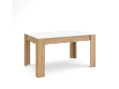 Mesa Comedor, 140x90x76cm, Para 6 comensales, Muebles Comedor, Blanco y roble