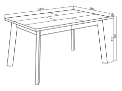 Mesa Comedor, 140x90x75cm, Para 6 comensales, Patas de madera, Cemento