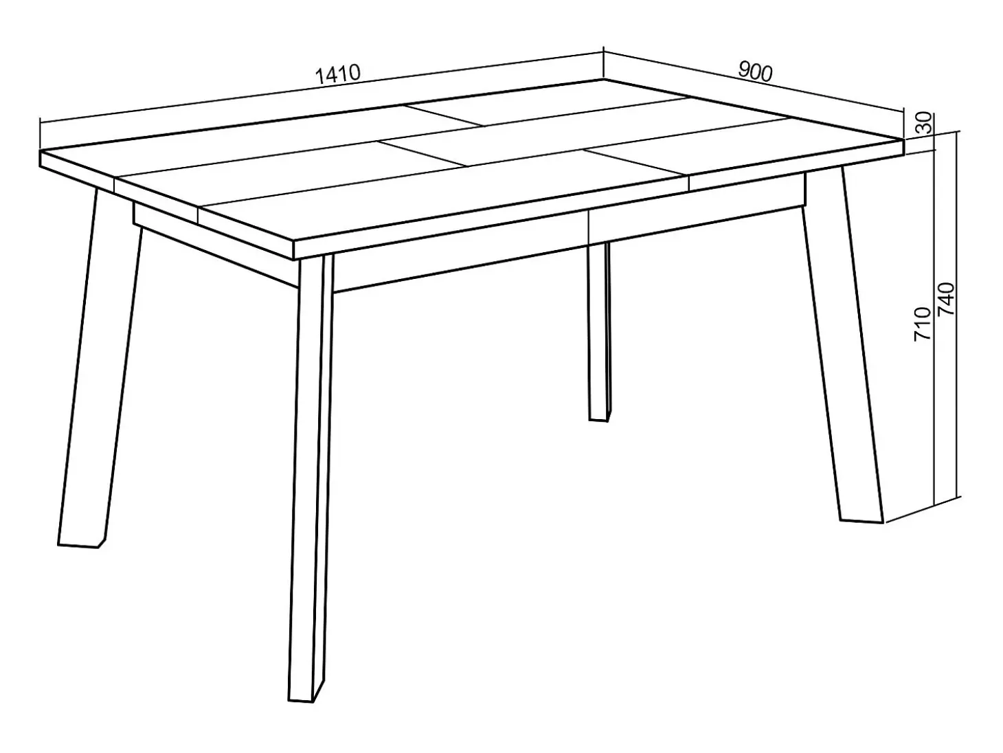Mesa Comedor, 140x90x75cm, Para 6 comensales, Patas de madera, Cemento