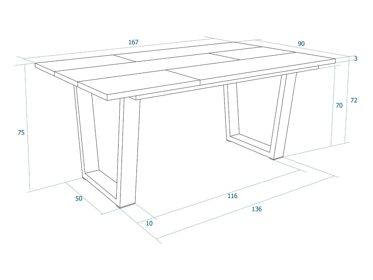 Mesa Comedor, 167x90x74cm, Para 8 Comensales, Muebles Comedor, Roble