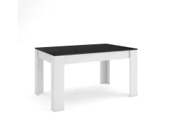 Mesa Comedor, 140x90x76cm, Para 6 comensales, Muebles Comedor, Negro y blanco