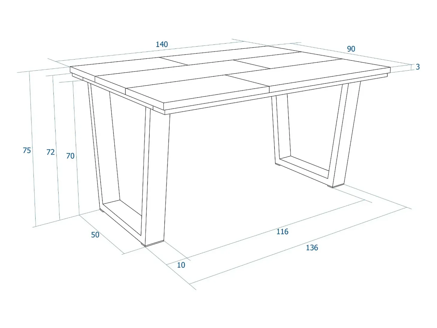 Mesa Comedor, 140x90x74cm, Para 6 comensales, Muebles Comedor, Roble y negro