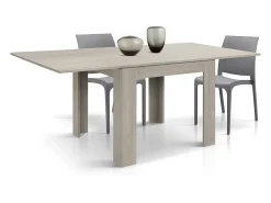 Mesa con acabado olmo perla, extensión abatible 90×90 cm - 180×90 cm - LIPARI