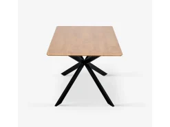 Mesa con patas cruzadas de diseño 160x90 cm de madera y metal Shaila - Natural
