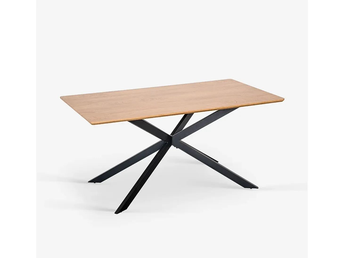 Mesa con patas cruzadas de diseño 160x90 cm de madera y metal Shaila - Natural